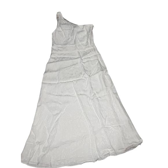 Markarian White One-Shoulder Asymmetric Viscose Midi Dress 10 Cocktail Bridal - Picture 3 of 10